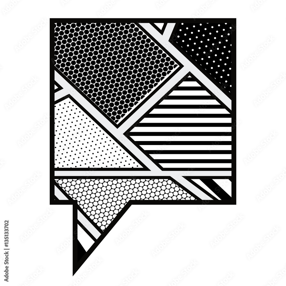 monochrome rounded square callout in pop art vector illustration