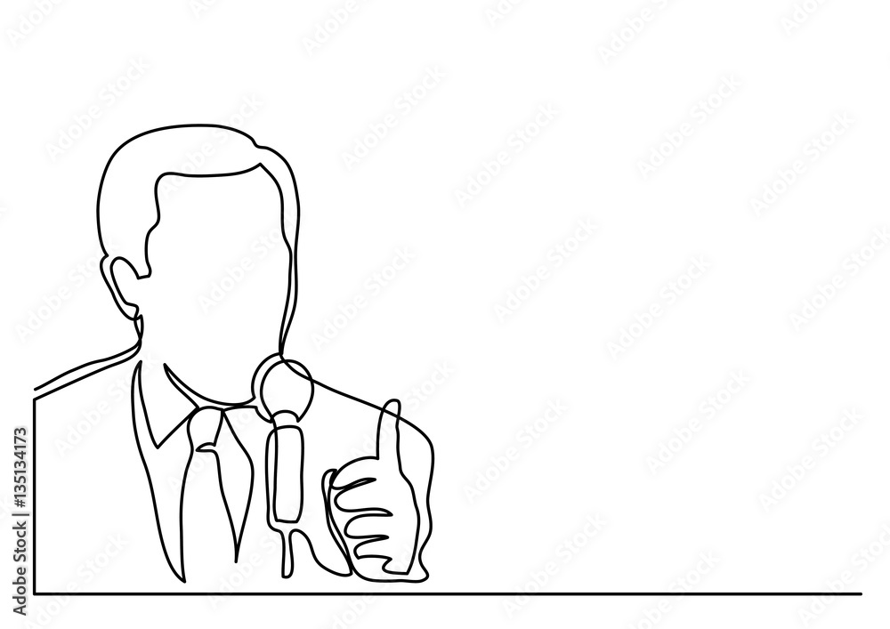 continuous line drawing of business coach speaking with micropho Stock  Vector | Adobe Stock
