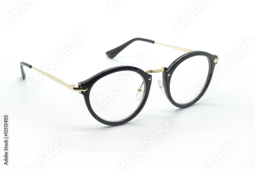 Modern fashionable spectacles isolated on white background, Perf