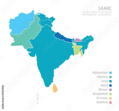 Map of South Asian Association for Regional Cooperation (SAARC)