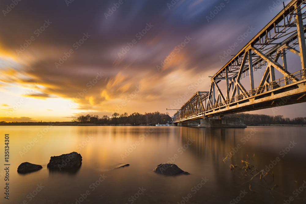 old drawbridge railway bridge on the Odra River in Szczecin old drawbridge railway bridge on the Odra River in Szczecin