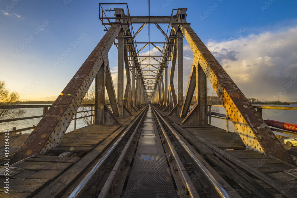 old drawbridge railway bridge on the Odra River in Szczecin old drawbridge railway bridge on the Odra River in Szczecin