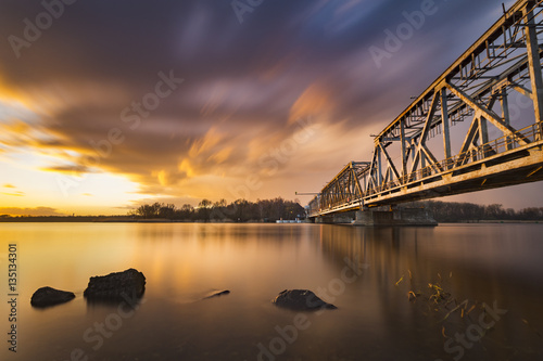 old drawbridge railway bridge on the Odra River in Szczecin