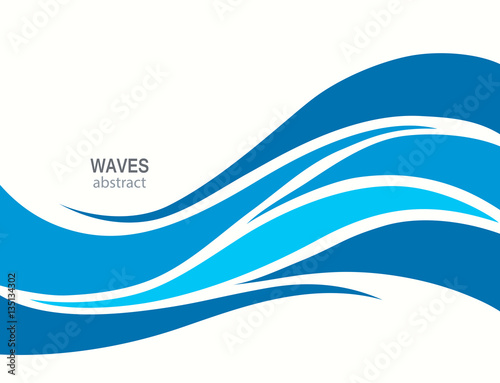 Marine pattern with stylized blue waves on a light background