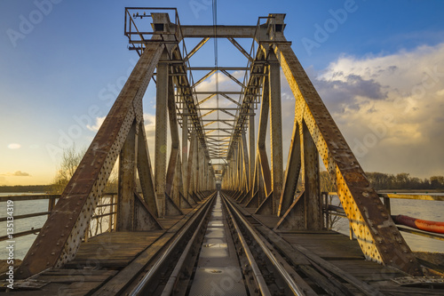 old drawbridge railway bridge on the Odra River in Szczecin