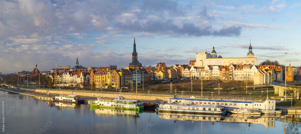 Szczecin,Poland-December 2016:panorama of the city of Szczecin 