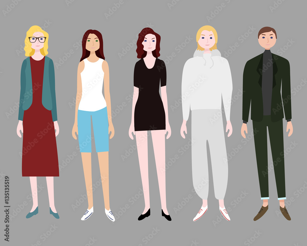 Obraz premium Five Standing Women Set