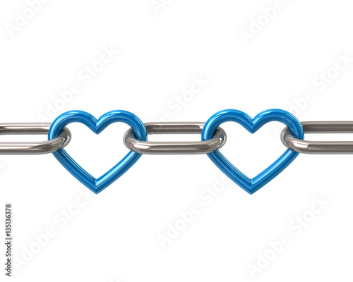 Fotografia Chain with two blue heart links