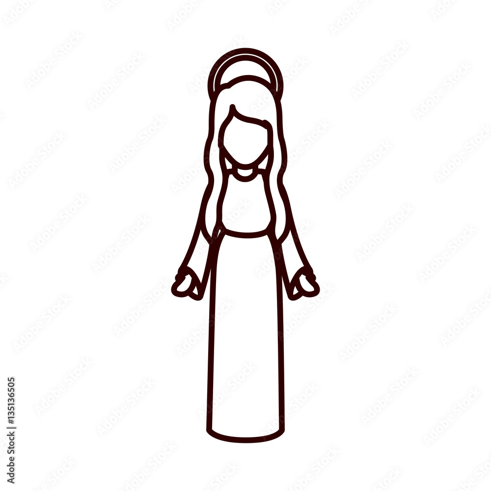 monochrome contour with virgin mary with open hands vector illustration monochrome contour with virgin mary with open hands vector illustration