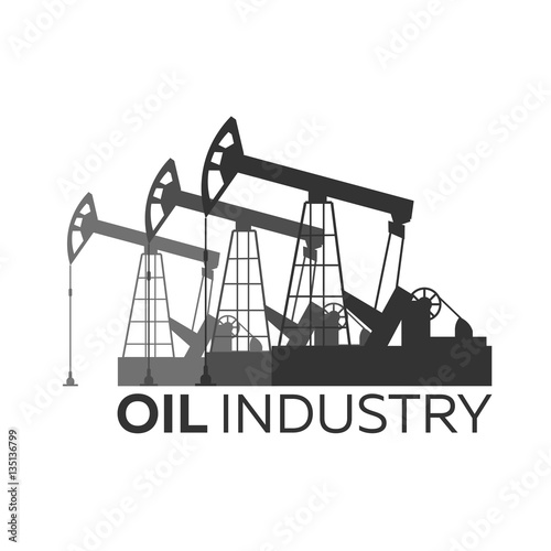 Oil industry logo. Tower oil exploration Vector flat illustration.