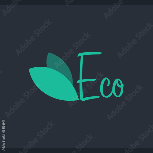 Ecology logo. Eco word. Vector flat illustration.