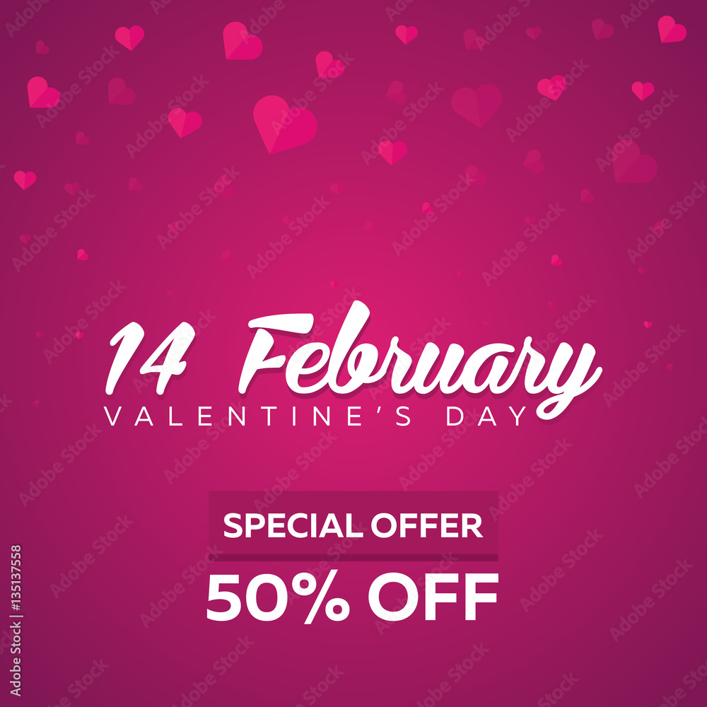 Valentines Day Sale. Background with hearts. Vector flat illustration. Valentines Day Sale. Background with hearts. Vector flat illustration.