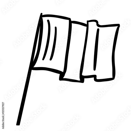 silhouette flag Waving in the Wind on Pole vector illustration