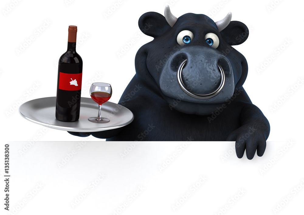 Naklejka premium Black bull - 3D Illustration