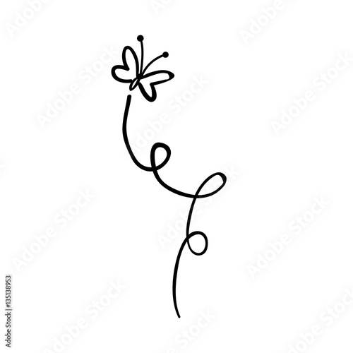 silhouette flying butterfly flat icon vector illustration