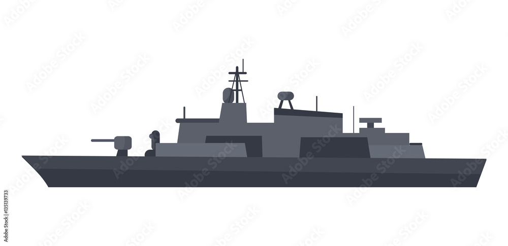 Coast Guard Cutter Flat Design Vector Illustration