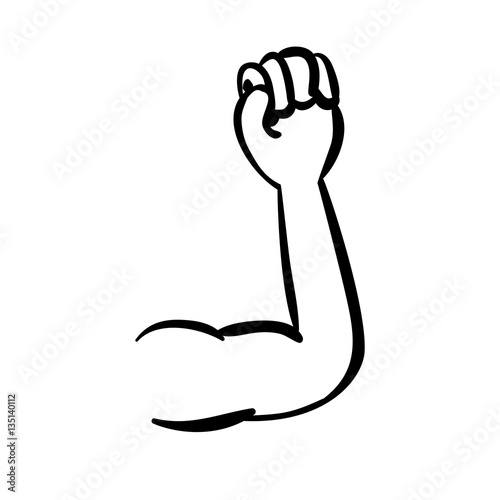 silhouette muscular arm with a clenched fist vector illustration