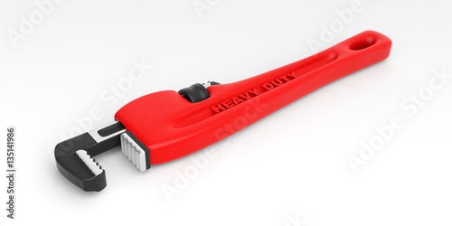 Canvas Print Red monkey wrench on white background. 3d illustration