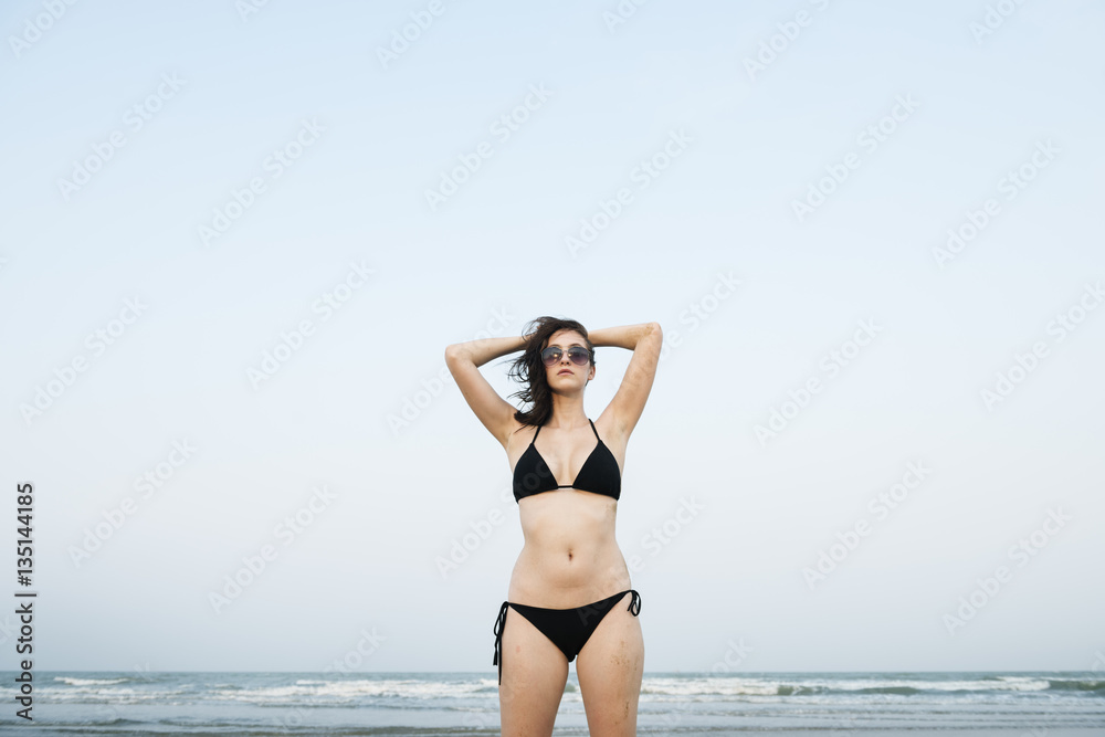 Girl Beach Summer Holiday Vacation Relaxation Concept