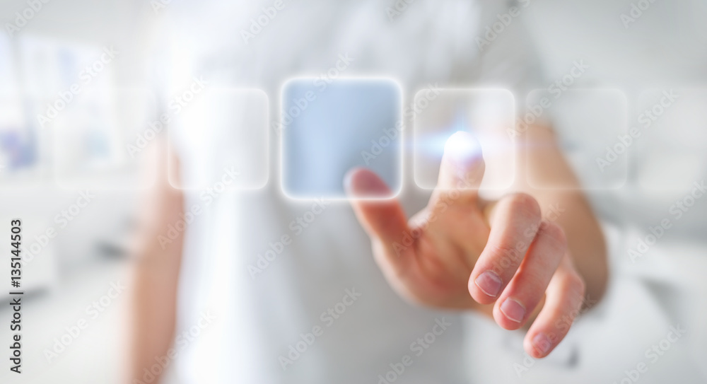 Obraz premium Businessman surfing on internet with digital tactile interface 3