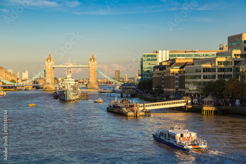 Tower Bridge and HMS Belfast warship in London © Sergii Figurnyi