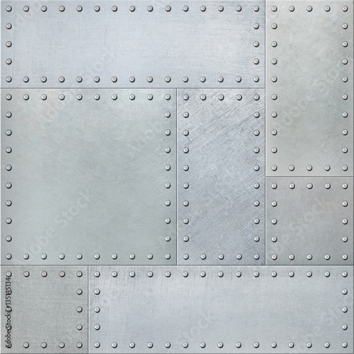 Metal plates with rivets seamless background or texture