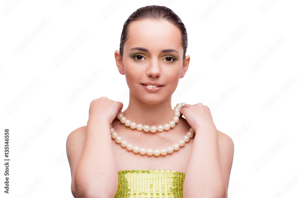 Beautiful woman in fashion concept isolated on white Beautiful woman in fashion concept isolated on white