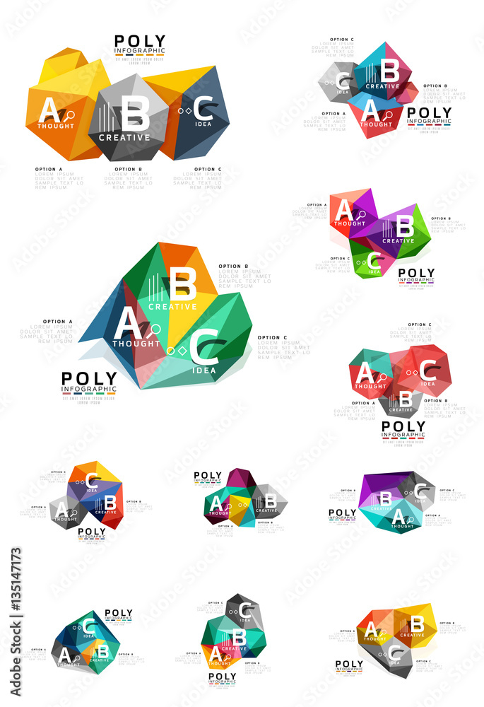 Fototapeta premium Abstract triangle low poly infographic template