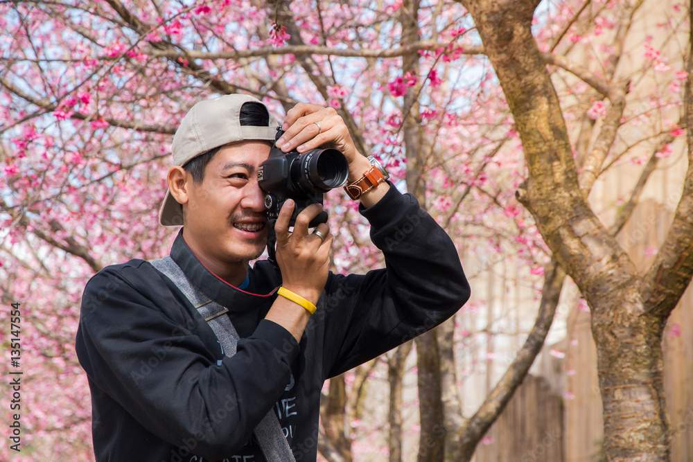 Photographer is taking a picture of nature on tour,travel trip Photographer is taking a picture of nature on tour,travel trip
