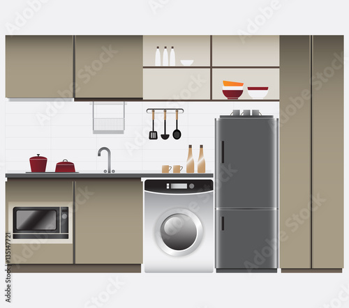 Kitchen Interior for Condominium or house. Vector Illustration