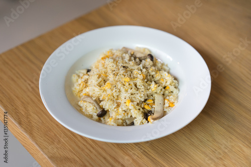fried rice with mushrooms and egg