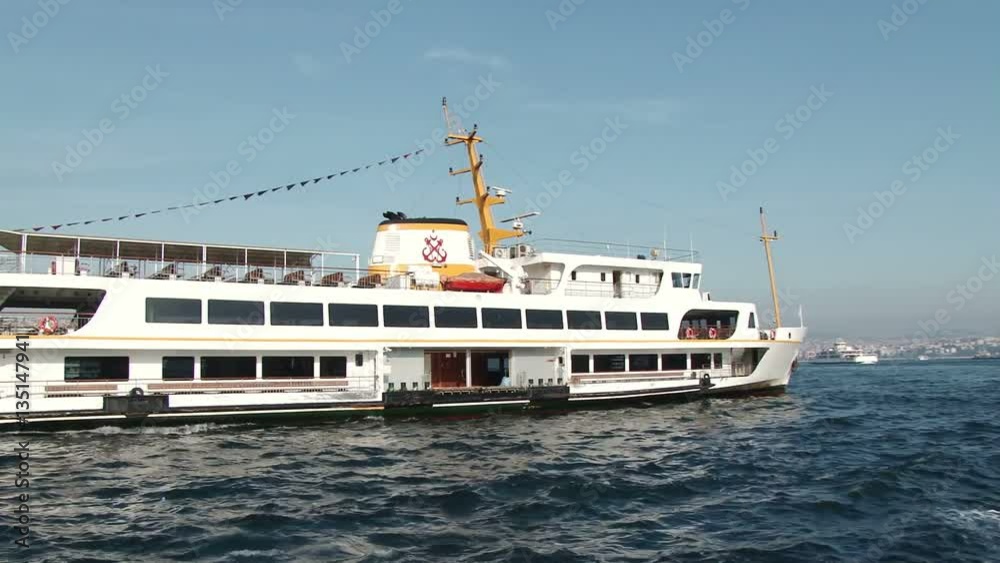 Bosporus ferry departs the dock on the European side of Istanbul, Turkey Bosporus ferry departs the dock on the European side of Istanbul, Turkey