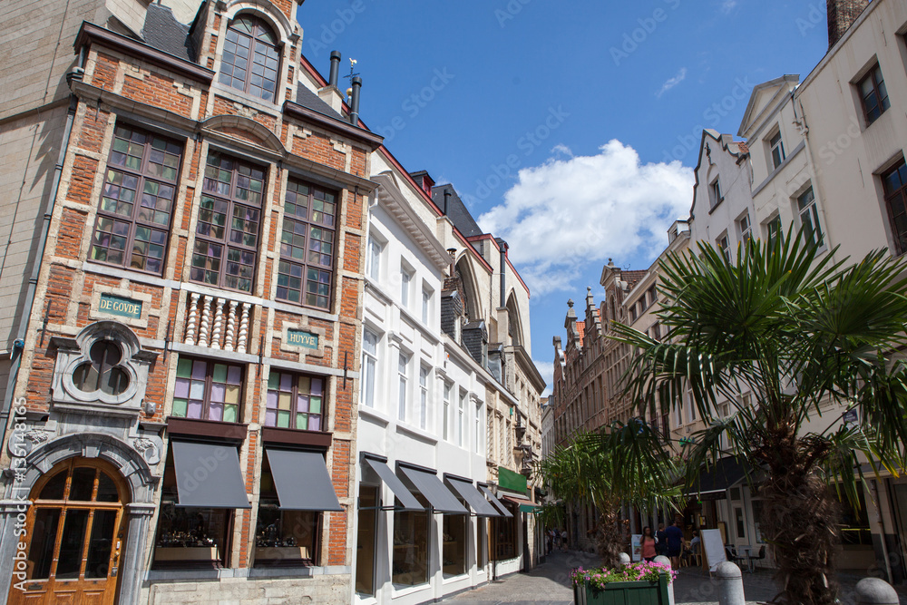 Street view of old town in Brussels