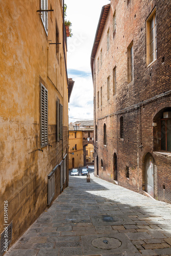 View of one of the streets of Siena  Toscana region  Italy.