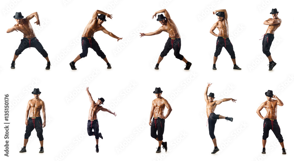 Collage of dancers isolated on white background