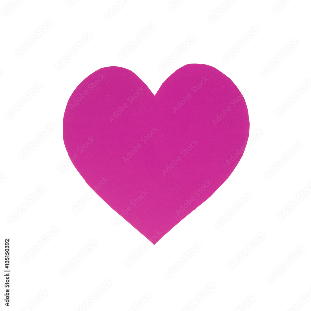 Purple paper heart isolated on white background