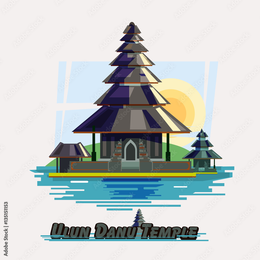The Ulun Danau Temple, Bali, Indonesia - vector The Ulun Danau Temple, Bali, Indonesia - vector