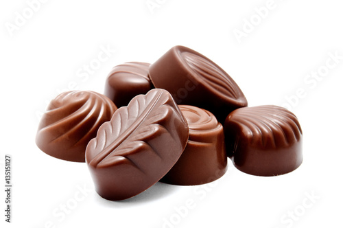 Assortment of chocolate candies sweets isolated photo
