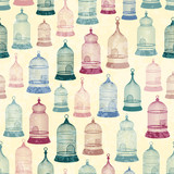 Pattern of vintage silhouettes cages