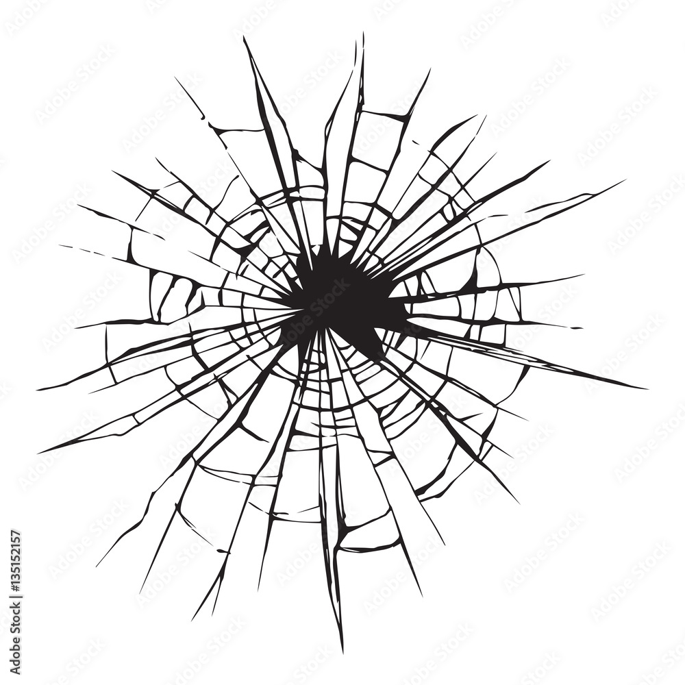 Broken glass. Vector drawing