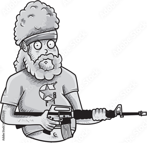 Funny guy holding weapon logo