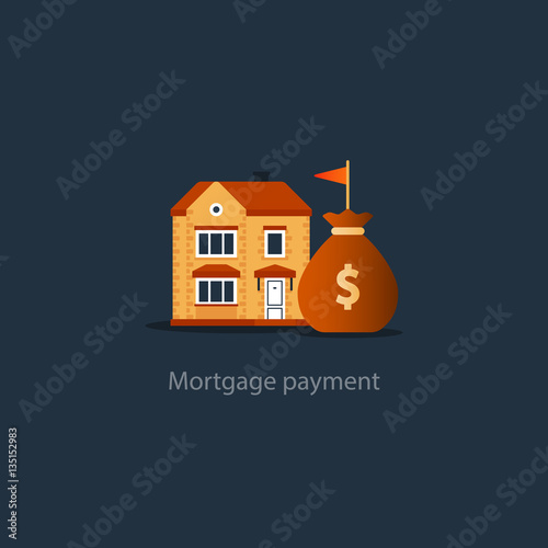 House budget icon, real estate investment, rent payment, buy new home, insurance