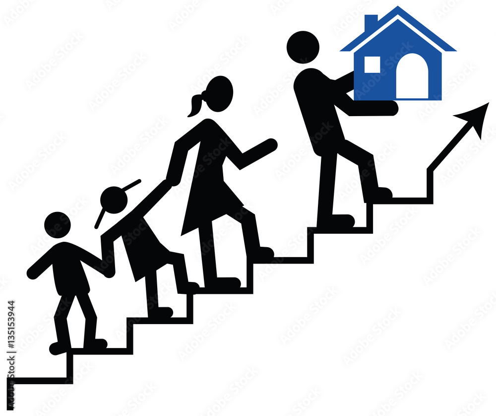 Vector concept of a man or guardian carrying his family to reach Vector concept of a man or guardian carrying his family to reach