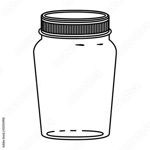 silhouette glass container of jam with lid vector illustration