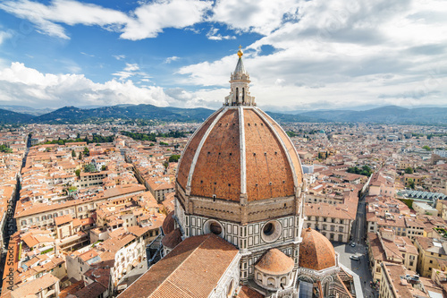 Fotografering Fragment of Cathedral of Santa Maria del Fiore (Duomo) from viewpoint at Campanilla in Florence, Toscana province, Italy