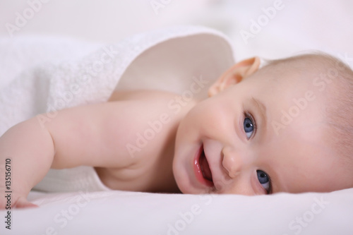 Cute funny baby with towel ...