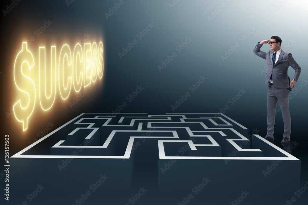 Man facing the maze in business concept Man facing the maze in business concept