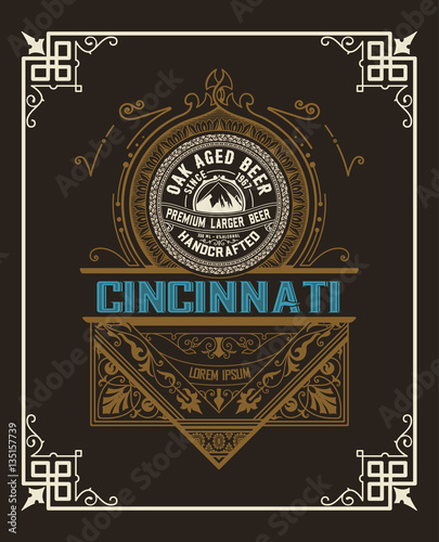Vintage label design for beer and Wine label, Restaurant.