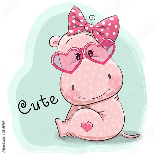 Cute Drawing hippo girl