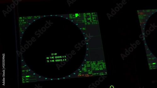 Instrument panel of ship in twilight, in lamplight. Close-up.